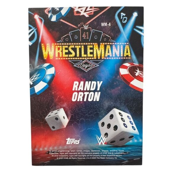 2025 Topps Wrestlemania 41 WWE WORLD Vegas Exclusive Card WM-4 RANDY ORTON /499 - Picture 3 of 4